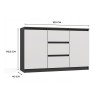CHEST OF DRAWERS 2 DOORS 3 DRAWERS ANTHRACITE/WHITE