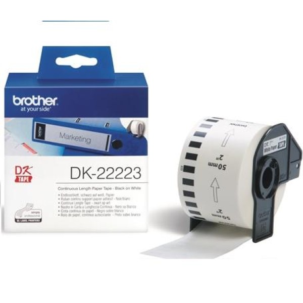 Brother | DK-22223 Continuous Length Paper Label | White | DK | 50mm | 30.48 m