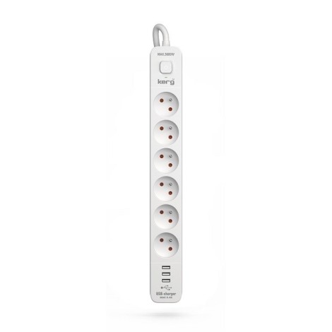KERG power strip with circuit breaker-6 sockets 3USB 16A 1.5m