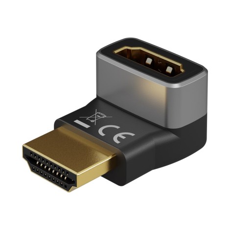 Goobay 72009 HDMI™ Angled Adapter 90° Horizontal, 8K @ 60 Hz, Gold-Plated, Black, Silver