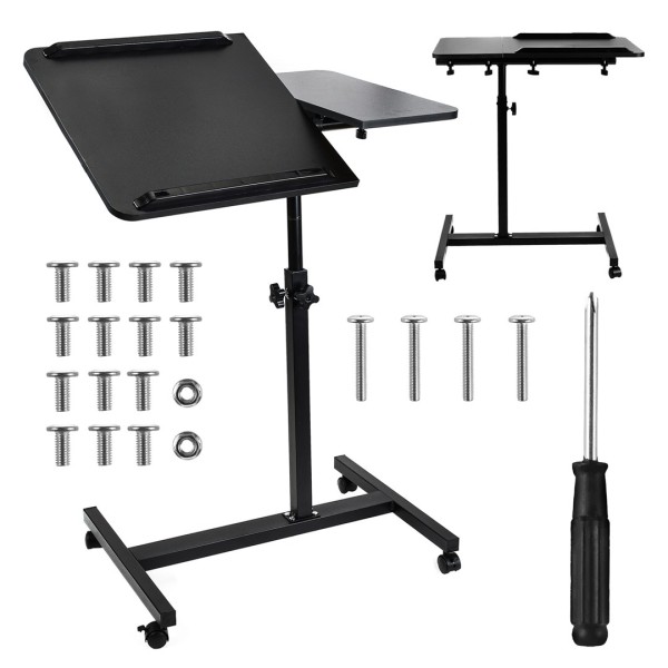 Maclean mobile desk/laptop stand, black, height ...