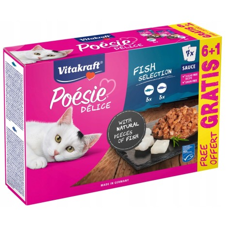 VITAKRAFT Poésie Delice Fish selection - wet cat food - 6 + 1 x 85g