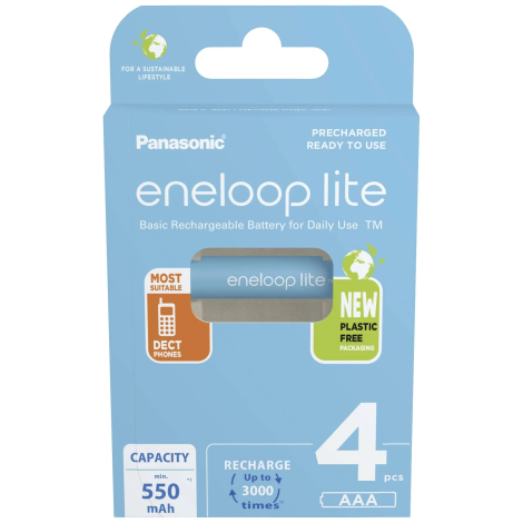 Panasonic | ENELOOP Lite BK-4LCCE/4BE | AAA | 550 mAh | 4 pc(s)