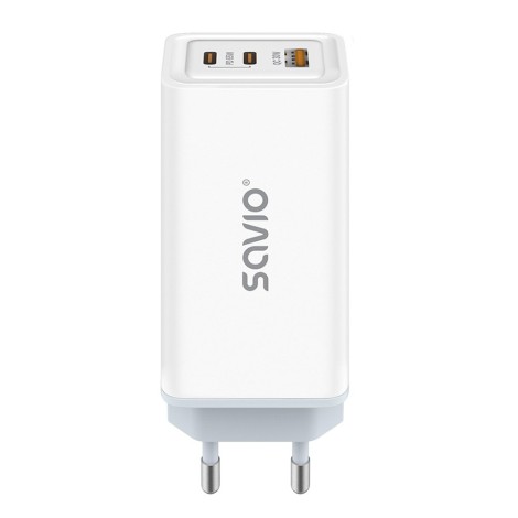 SAVIO LA-07 GaN 65W mains charger, USB, QC4.0+, PD 3.0, White