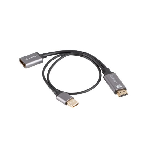 Lanberg HDMI(M)->Displayport(F) Adapter 4K on cable 20cm, Silver