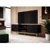 PAFOS RTV cabinet on golden steel frame 150x40x60 cm matte black