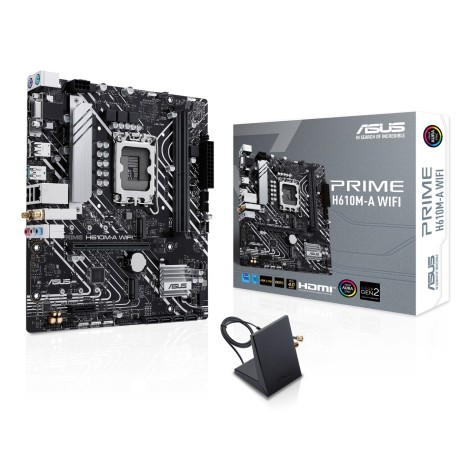 ASUS PRIME H610M-A WIFI | Asus | Processor family Intel H610 | Processor socket 1 x LGA1700 Socket | 2 DIMM slots - DDR5, non-ECC, unbuffered | Supported hard disk drive interfaces SATA-600, 1 x M.2 | Number of SATA connectors 4