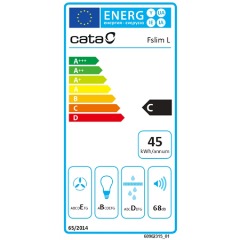 CATA | Hood | F-2060 BK /L | Conventional | Energy efficiency class C | Width 60 cm | 311 m³/h | Mechanical | LED | Black