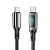 Vention Cotton Braided USB 2.0 C Male to C Male 5A Cable With LED Display 1.2M Black Zinc Alloy Type