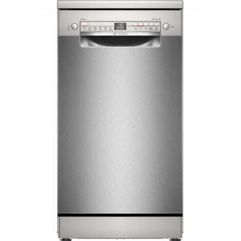 Dishwasher | SPS2HMI58E | Free standing | Width 45 cm | Number of place settings 10 | Number of programs 6 | Energy efficiency class E | Display | AquaStop function | Silver inox