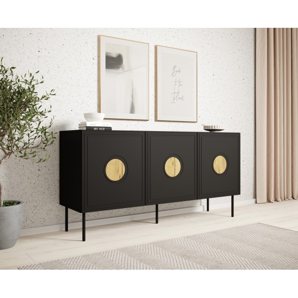 PALAZZO chest of drawers 150x42x75 black ...