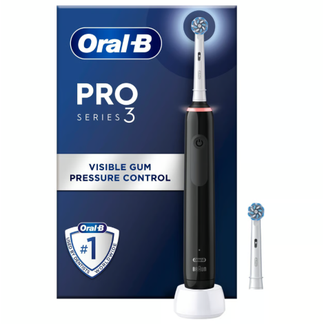 Oral-B | Electric Toothbrush | Pro 3 Sensitive Clean & Care | Rechargeable | For adults | Number of brush heads included 2 | Number of teeth brushing modes 3 | Black