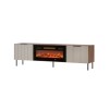 ALMERA TV cabinet 180.5x42x52.5 walnut/cashmere + black fireplace