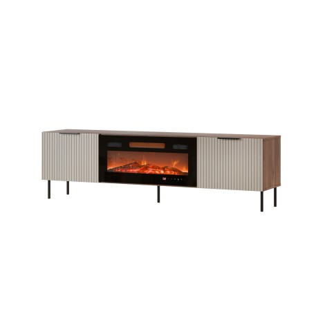 ALMERA TV cabinet 180.5x42x52.5 walnut/cashmere + black fireplace