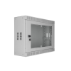 SOMI Networks | 3U, 19” Standard Vertical Installation Vertical Mount Cabinet | 3U-54/18SNC | Gray | Cable Entrances; Glass Doors; Assembled | Depth: 18 cm