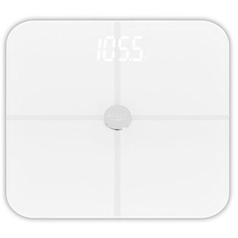 Adler Smart Bathroom Scale | AD 8187 | Maximum weight (capacity) 180 kg | Accuracy 100 g | Body Mass Index (BMI) measuring | White