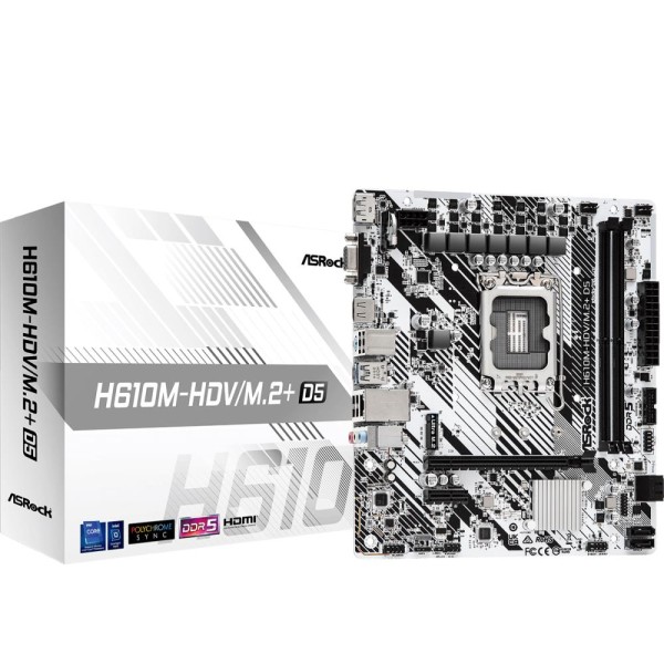 Mainboard|ASROCK|Intel H610|LGA1700|Micro-ATX|Memory DDR5|Memory slots 2|1xPCI-Express 3.0 ...