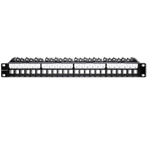 Qoltec 54516 Patch panel for 19'' rack | 24 ports | 1U | UTP | Black