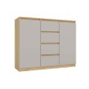CHEST OF DRAWERS WITH 2 DOORS AND 4 DRAWERS, ARTISAN OAK/CASHMERE COLOUR