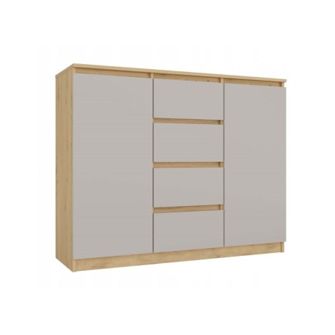 CHEST OF DRAWERS WITH 2 DOORS AND 4 DRAWERS, ARTISAN OAK/CASHMERE COLOUR