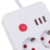Maclean power strip, extender 2 sockets + 3xUSB, 110-240V AC 50/60Hz, 2.1A max 2500W, 3 m, white, MCE388 W