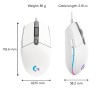 MOUSE USB OPTICAL G203/WHITE 910-005797 LOGITECH