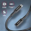 AXAGON BUCM32-CF10AB extensions cable USB-C (M) <-> USB-C (F), 1m, USB 20Gbps, PD 240W 5A