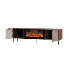 ALMERA TV cabinet 180.5x42x52.5 walnut/cashmere + black fireplace