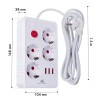 Maclean power strip, 4-socket extension cable + 3xUSB, 110-240V AC 50/60Hz, 2.1A max 2500W, 1.5m, white, MCE392 W