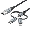 Vention USB 2.0 A Male to 3-in-1 Micro-B&USB-C&Lightning Male Cable 1M Gray Aluminum Alloy Type