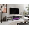 RTV cabinet POLO 180x33x39 white + fireplace black