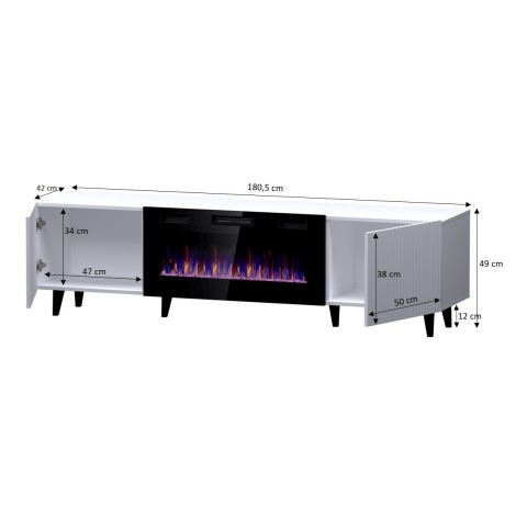 RTV cabinet PAFOS EF with electric fireplace 180x42x49 black matt