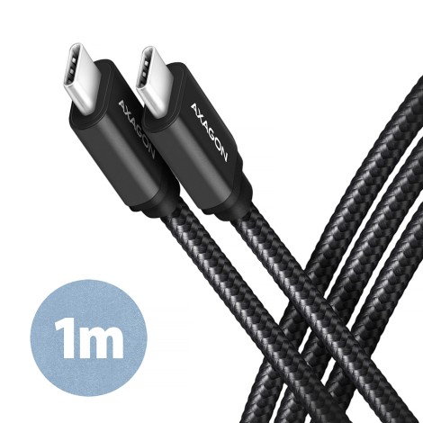 AXAGON BUCM3-CM10AB SPEED cable USB-C <->USB-C, 1m, USB 3.2 Gen 1, PD 60W 3A, ALU, braid