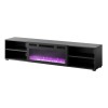 RTV cabinet POLO 180x33x39 black + fireplace black