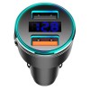 Maclean MCE375 Dual Car Charger with Display Cigarette Lighter Socket Aluminum Voltmeter USB 1x QC 3.0, USB 1x 5V/2.4A, RGB LED