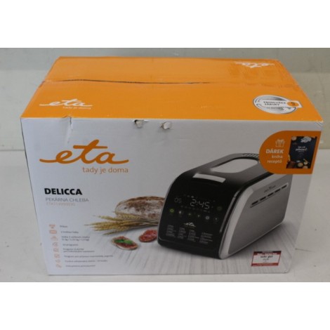 SALE OUT. ETA | Bread maker | Delicca II ETA714990030 | Power 850 W | Number of programs 12 | Display Yes | Black/Stainless steel | DAMAGED PACKAGING