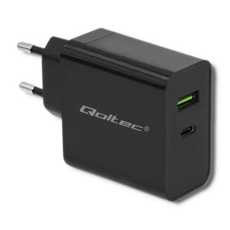 Qoltec 51717 Charger | 45W | 5-20V | 2.25-3A | USB type C PD | USB | Black