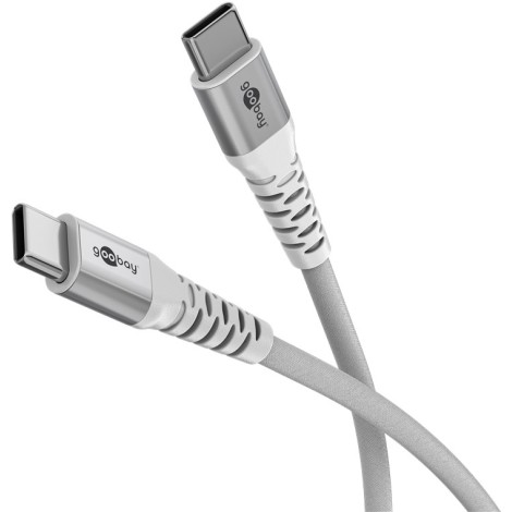 Goobay USB-C Supersoft Textile Cable with Metal Plugs, 1 m, white