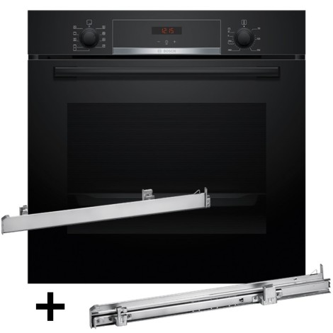 BOSCH HBA514BB3 oven + BOSCH HEZ538000 single-level telescopic runners