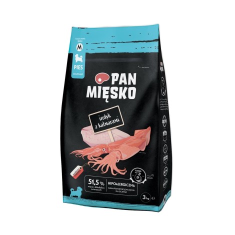PAN MIĘSKO Puppy Turkey with calamari M - dry dog food - 3kg