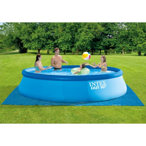 Intex | Easy Set Pool Set with Filter Pump, Safety Ladder, Ground Cloth, Cover | Blue