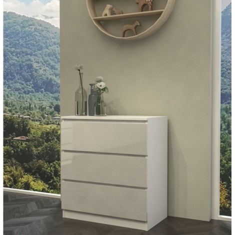 Topeshop M3 BIEL POŁYSK chest of drawers