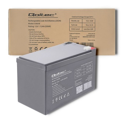 Qoltec 53049 AGM battery | 12V |  12Ah