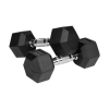 REBEL ACTIVE Rubber-coated cast iron dumbbells 2x7 kg