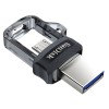 SanDisk Ultra Dual m3.0 USB flash drive 128 GB USB Type-A / Micro-USB 3.2 Gen 1 (3.1 Gen 1) Black, Silver, Transparent