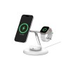 Belkin WIZ009VFWH-V2 - magnetic 3-in-1 wireless charging stand with Qi2 15W, white