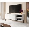 ABETO RTV cabinet on black steel frame 150x42x60 cm white/gloss white