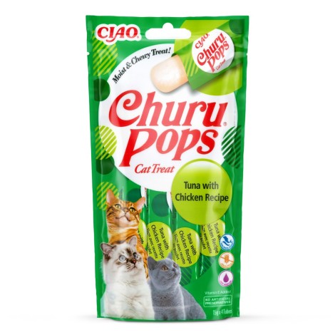 INABA Churu Pops Tuna with chicken - cat treats - 4x15 g