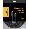 Gembird CC-DP-HDMI-10M DisplayPort to HDMI cable (not bi-directional), 10m, black