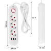 Maclean power strip, 3 socket extension + 3xUSB, 110-240V AC 50/60Hz, 2.1A max 2500W, 1.5m, white, MCE394 W